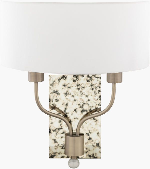 Surya Ogee Wall Sconce Lighting - 17" Elegant Steel & Mirror Fixture For Modern Home Decor & Ambiance Fixture, Metallic ,Pewter,Base, Metallic ,Nickel,Shade, White,Cord, Translucent Steel,Mirror Oge-002