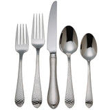 Reed Hammered Antique 5pc Stainless Steel Flatware Set, Dishwasher Safe