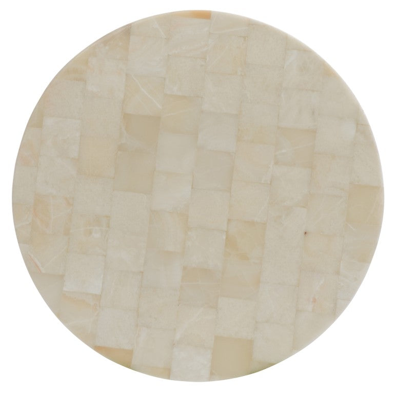 Hooker Furniture Melange Corrina Cocktail Table With White Onyx Top And Gold Leaf Fretwork Base — Sculptural Luxe Design 638-50359-WH