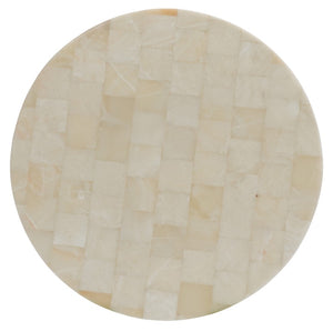 Hooker Furniture Melange Corrina Cocktail Table With White Onyx Top And Gold Leaf Fretwork Base — Sculptural Luxe Design 638-50359-WH