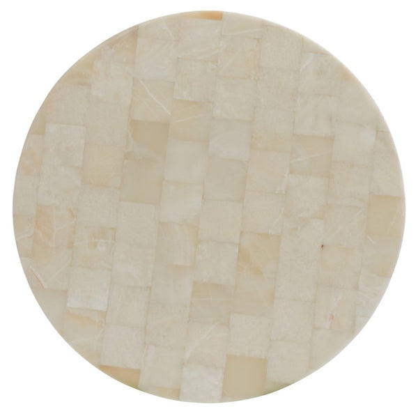 Hooker Furniture Melange Corrina Cocktail Table With White Onyx Top And Gold Leaf Fretwork Base — Sculptural Luxe Design 638-50359-WH