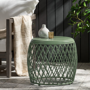 English Elm Alamera Lattice Iron Side Table Powder Coated Matte Finish for Indoor Outdoor Use 60745.00GRN