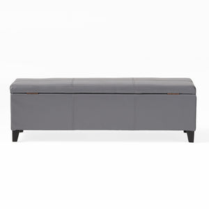 English Elm Glouster Bench Style Pu Leather Storage Ottoman with Soft Close Lid for Bedroom Grey 57742.00GRY