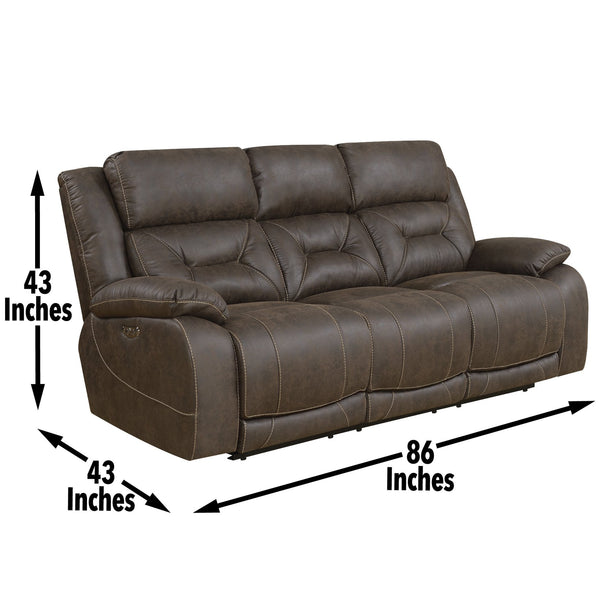 English Elm Steve Silver - Aria Power Recliner Sofa Brown with Gel Memory Foam & 49-Coil Seats, USB, Lay-Flat Power Comfort B081P157493