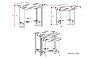 English Elm Skyler 2-Piece Nesting Side Table Set - Handcrafted Dark Cognac With Industrial Metal Frame B136P158241-GIGA