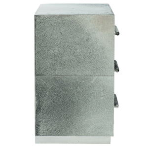 Bernhardt Bernhardt Parkin Hair-On-Hide Drawer Chest With Stainless Plinth, Saddle Stitching, Felt-Lined Drawers 369032