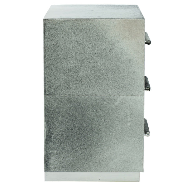 Bernhardt Bernhardt Parkin Hair-On-Hide Drawer Chest With Stainless Plinth, Saddle Stitching, Felt-Lined Drawers 369032