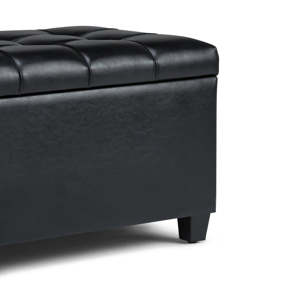 English Elm Sienna Storage Ottoman Bench – Stylish Midnight Black Faux Leather With Hidden Storage & Comfort B136P159110-GIGA