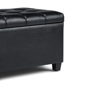 English Elm Sienna Storage Ottoman Bench – Stylish Midnight Black Faux Leather With Hidden Storage & Comfort B136P159110-GIGA