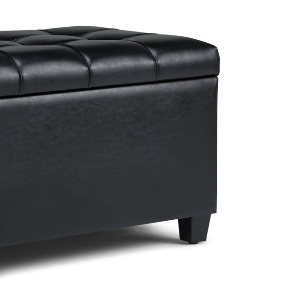 English Elm Sienna Storage Ottoman Bench – Stylish Midnight Black Faux Leather With Hidden Storage & Comfort B136P159110-GIGA
