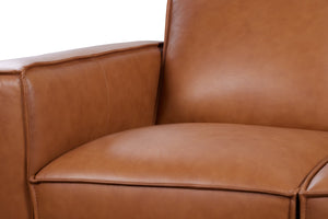 Porter Designs Porter Carina Luxe Top Grain Leather Loveseat In Rich Caramel With Espresso Wood Trim & Metal Legs Brown Leather 02-204-02-2780