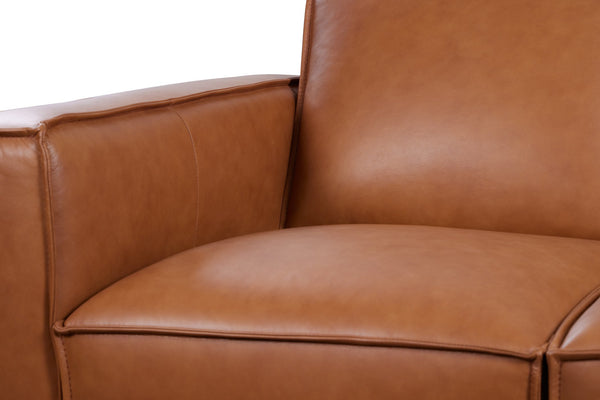 Porter Designs Porter Carina Luxe Top Grain Leather Loveseat In Rich Caramel With Espresso Wood Trim & Metal Legs Brown Leather 02-204-02-2780