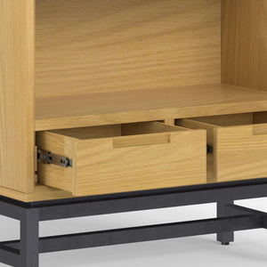 English Elm Banting Mid-Century Bookcase - Handcrafted Oak Veneer With Industrial Metal Accents For Stylish Storage B136P158466