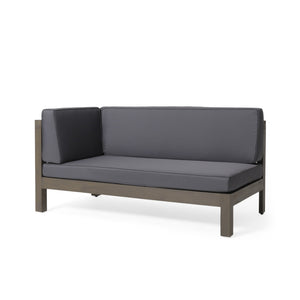 English Elm Brava Acacia Wood Outdoor Modular Sofa Set Mid-century Slatted Cross-back Patio Seating 57967-8-64489DGY-64496GRY