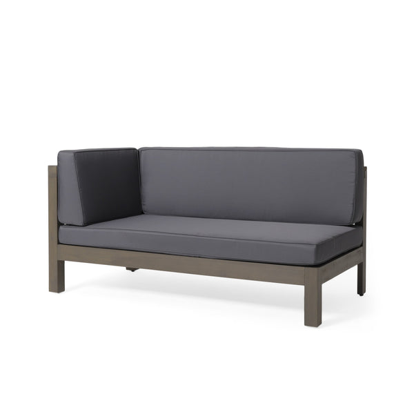 English Elm Brava Acacia Corner Bench Set with Coffee Table Outdoor Cross-back Slatted Design 57967.00DGY-57968.00DGY