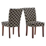 Homelegance By Top-Line Harmonn Moroccan Pattern Fabric Parsons Dining Chairs (Set of 2) Brown Rubberwood