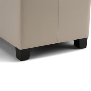 English Elm Dover Storage Ottoman Bench - Elegant Satin Cream Faux Leather With Child-Safe Storage Solution B136P159036