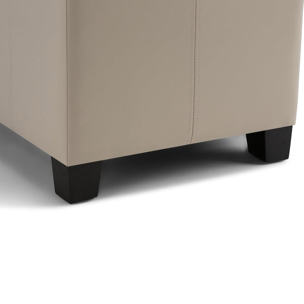 English Elm Dover Storage Ottoman Bench - Elegant Satin Cream Faux Leather With Child-Safe Storage Solution B136P159036