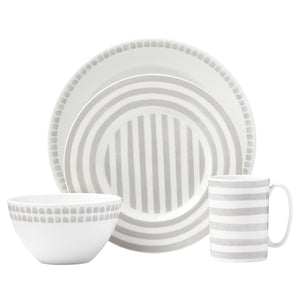 Lenox Kate Spade Charlotte Street Grey North 4-piece Place Setting Taupe ,Grey, WHITE PORCELAIN 867942