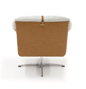 VIG Furniture Ohio Retro Swivel Accent Chair In Light Grey Fabric & Camel Leatherette, 360° Metal Base, No Assembly VGOD-ZW-21094-CML-CH