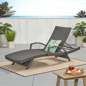 English Elm Christopher Knight Home® - Salem Pe Wicker Chaise Lounge - Adjustable Outdoor Comfort In Stylish Grey For Patios & Pools 52005.00ARMGRY