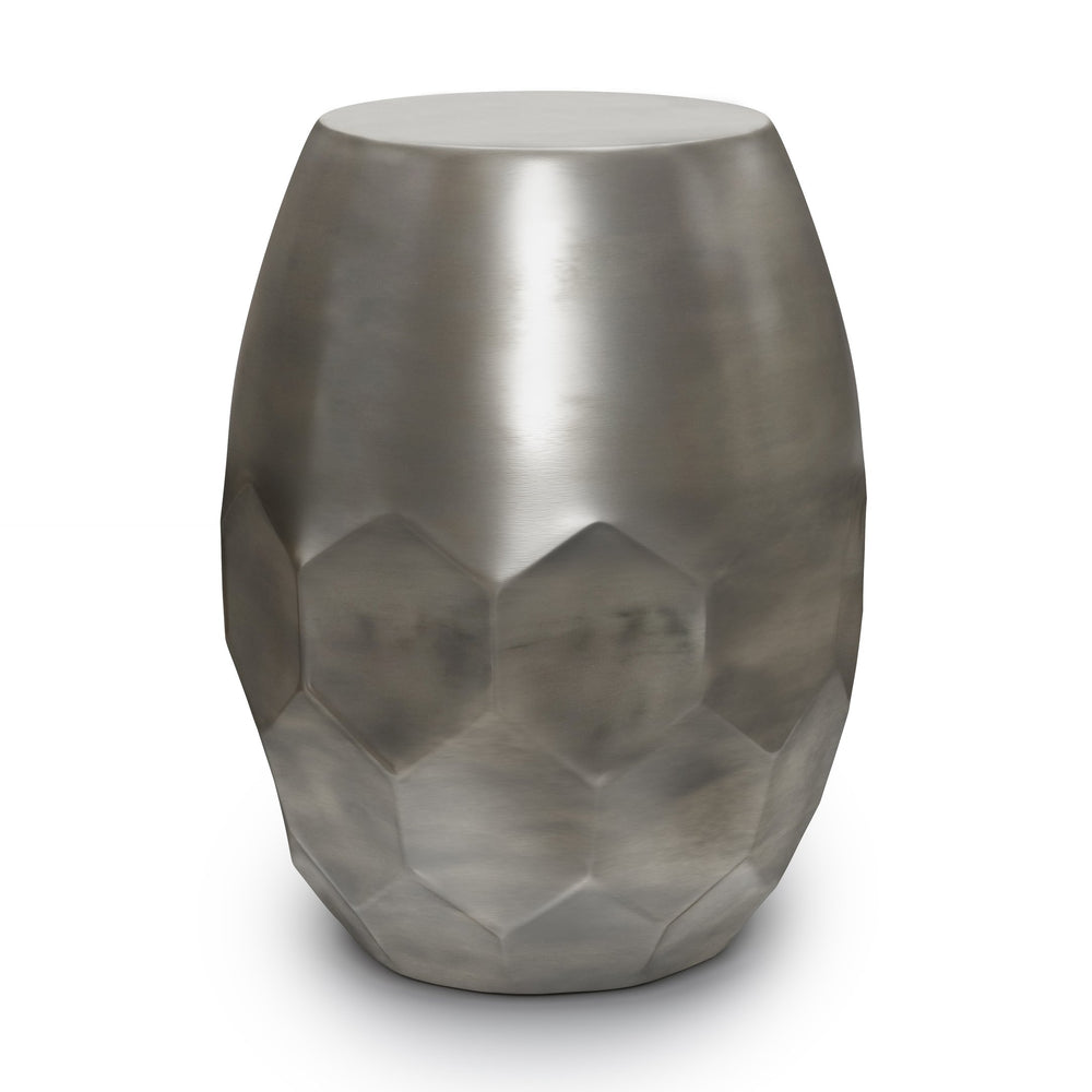 English Elm Flanigan Metal Accent Table with Handcrafted Honeycomb Drum Design in Antique Copper Finish, 19.5" H Gray B136P158969