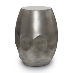 English Elm Flanigan Metal Accent Table with Handcrafted Honeycomb Drum Design in Antique Copper Finish, 19.5" H Gray B136P158969