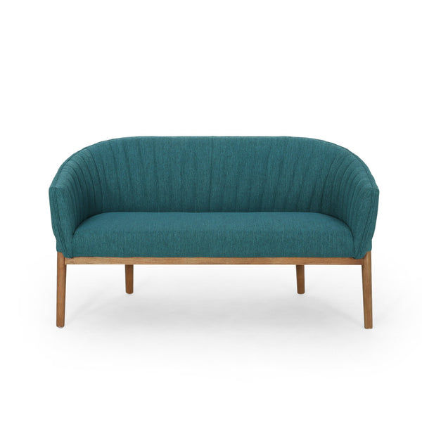 English Elm Loveseat Mid-century Modern Channel Tufted Upholstered Sofa with Rubberwood Tapered Legs 65780.00FT