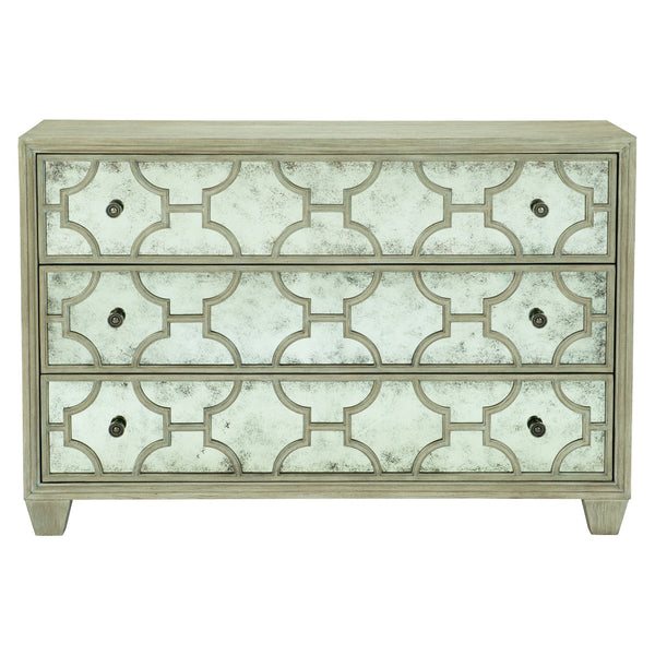 Bernhardt Bernhardt Santa Barbara Three-Drawer Chest With Antiqued Mirrored Fronts, Cerused Oak Sandstone Finish 385116