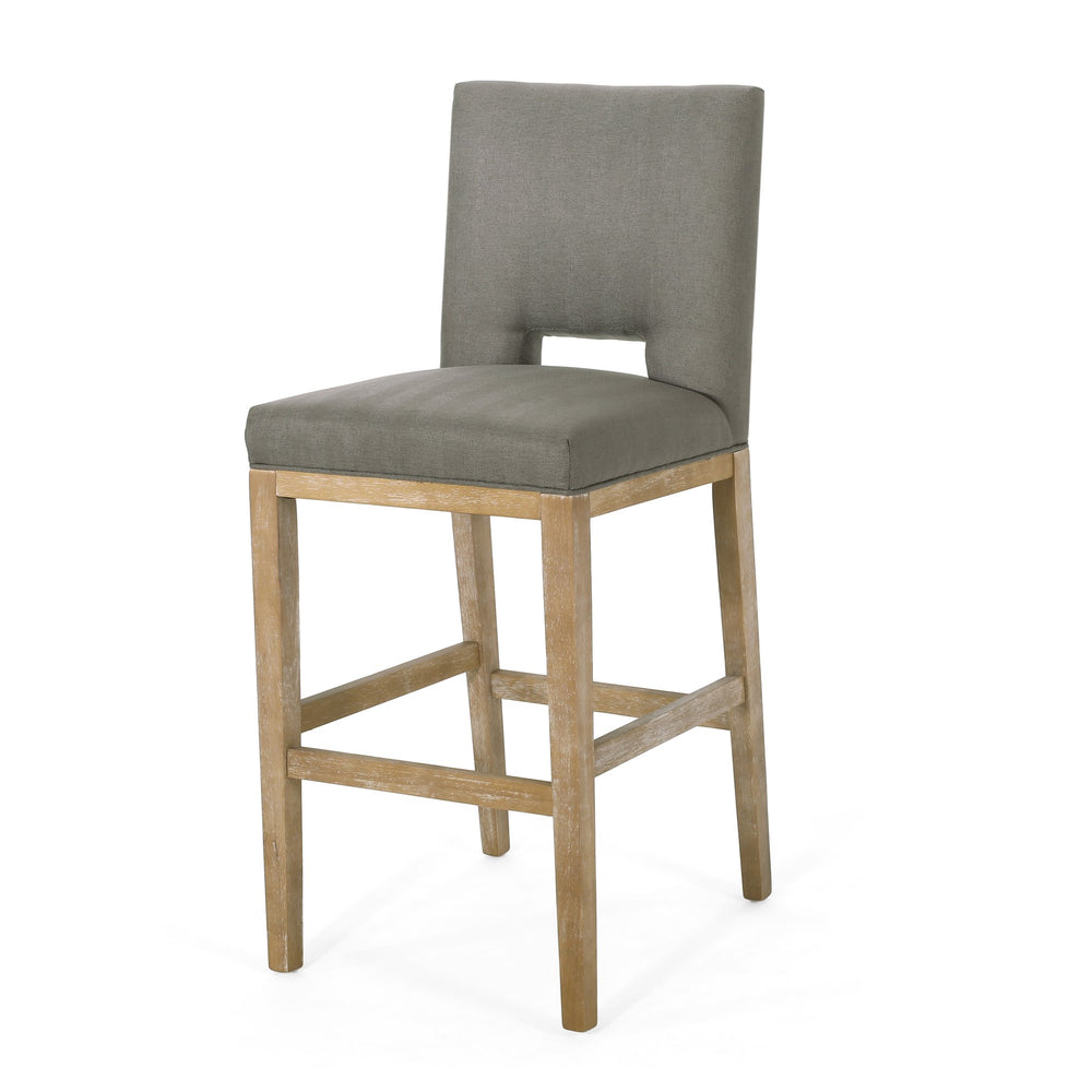 English Elm Christopher Knight Home® - BARSTOOL Grey Fabric Upholstered Padded Seat with Sturdy Eco Wooden Frame — Comfortable Durable Design 73531.00DPGRY