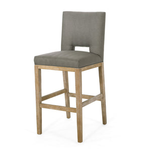English Elm Christopher Knight Home® - BARSTOOL Grey Fabric Upholstered Padded Seat with Sturdy Eco Wooden Frame — Comfortable Durable Design 73531.00DPGRY