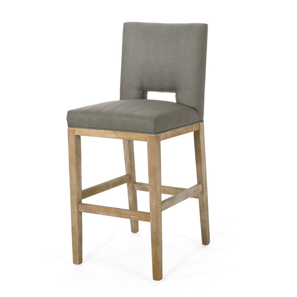 English Elm Christopher Knight Home® - BARSTOOL Grey Fabric Upholstered Padded Seat with Sturdy Eco Wooden Frame — Comfortable Durable Design 73531.00DPGRY