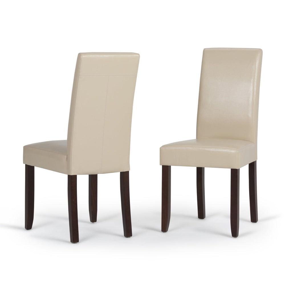 English Elm Acadian Parson Dining Chair Set Of 2 - Luxurious Satin Cream Vegan Leather For Stylish Comfort B136P159792