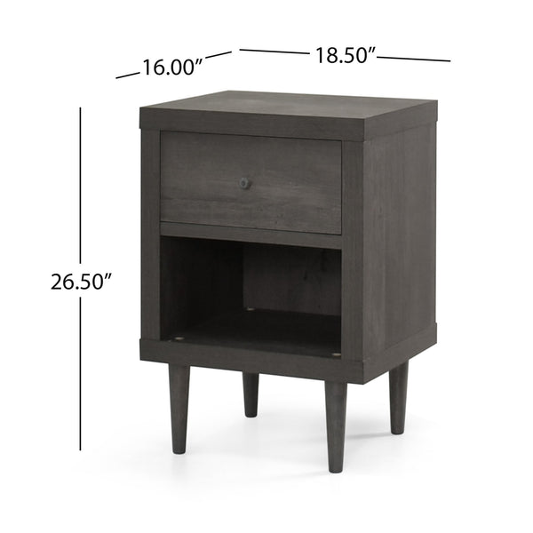 English Elm Christopher Knight Home® - 1-Drawer Nightstand With Faux-Wood Finish: Compact Storage For Modern Bedrooms & Apartments 72036.00GRY