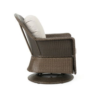 English Elm Christopher Knight Home® - Liam Swivel Club Chair Set Of 2 - Stylish Brown Rattan Outdoor Seating With Weather-Resistant Cushions 61516.00BRN