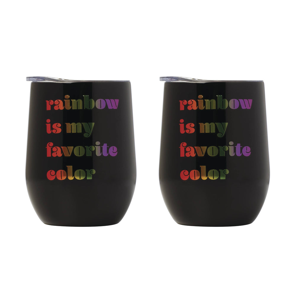 Lenox Cambridge 12 Oz My Favorite Rainbow Wine Tumblers, Black, Set of 2 NO COLOR METAL EPRD40CB2DS