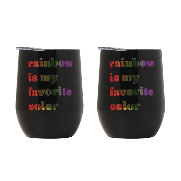 Lenox Cambridge 12 Oz My Favorite Rainbow Wine Tumblers, Black, Set of 2 NO COLOR METAL EPRD40CB2DS
