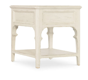 Hooker Furniture Americana End Table With Self-Closing Drawer And Distressed Oak Veneers, Scalloped Legs & Shelf Whites/Creams/Beiges 7050-80214-02