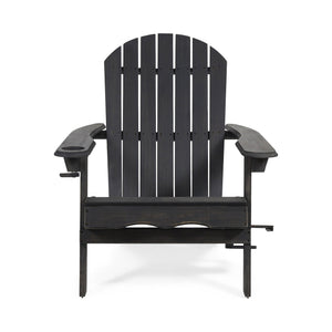 English Elm Christopher Knight Home® - BELLWOOD Adirondack Chair with Folding Design, Rustic Outdoor Wood Seat, Built-In Cup Holder Comfort DARK GREY 37.75 L x 26.75 W x 8.5 H 68940.00DGRY
