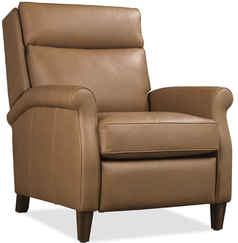 Hooker Furniture Randall Power Recliner In Billows Caramel Leather With Usb, Pop-Up Headrest, Bustle Back Comfort Brown RC820-PH-087