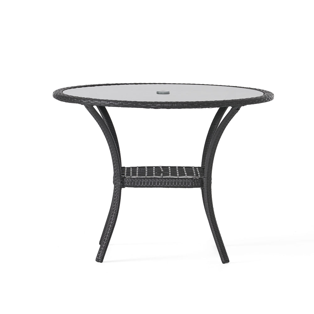 English Elm San Pico Round Outdoor Bistro Table Pe Wicker Iron Frame Glass Top Patio 56225.00TBL
