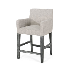 English Elm Upholstered Counter Stool with Rubberwood Frame for Kitchen Island or Home Bar 71252.00LGRY