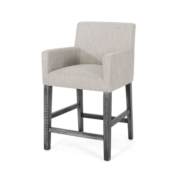 English Elm Upholstered Counter Stool with Rubberwood Frame for Kitchen Island or Home Bar 71252.00LGRY