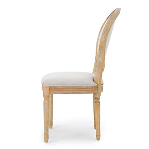 English Elm Kd French Country Rubberwood Dining Chairs Fluted Legs Padded Seat Set of 2 Beige 60352.00GRE