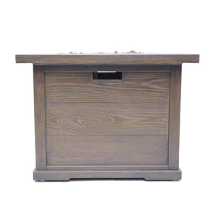 English Elm Outdoor Square Gas Fire Pit 40000 Btu Mgo Wood Grain Finish Propane Tank Enclosed 61907.00-40K