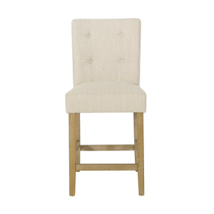 English Elm Christopher Knight Home® - Contemporary Button-Tufted Fabric Counter Stools Set of 2 with Espresso Legs, Waffle Stitch Comfort Beige 71254.00BGE