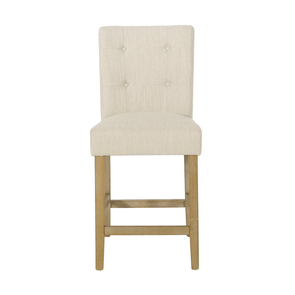 English Elm Christopher Knight Home® - Contemporary Button-Tufted Fabric Counter Stools Set of 2 with Espresso Legs, Waffle Stitch Comfort Beige 71254.00BGE