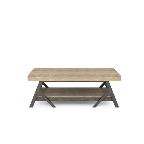 A.R.T. Furniture Frame Sliding-top Cocktail Table With Storage, Two-tone Finish, And Industrial Chic Design For Living Spaces Light Brown Ash & Poplar Solid,Plank,Effect Flakey & Quarter,Sawn Oak Veneer 278320-2344