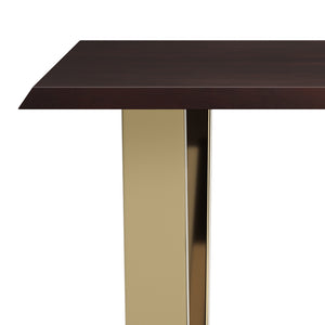 English Elm Lewis Handcrafted Cognac Acacia Bench with Gold U-Shaped Metal Legs, 42" Contemporary Accent Seat B136P158827