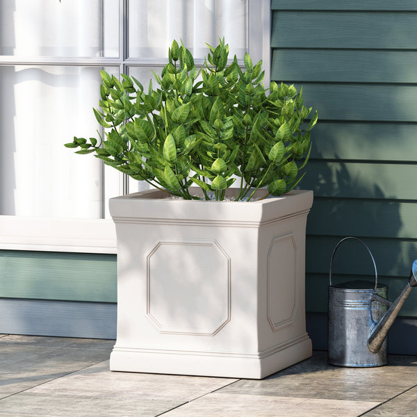 English Elm Mgo Handcrafted Square Outdoor Planter Artisan Magnesium Oxide Patio Garden Pot 63416.00WHI